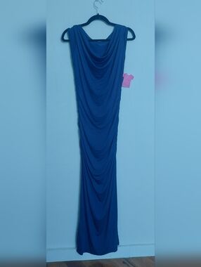 Necessities Deep Blue Runched Maxi Dress
